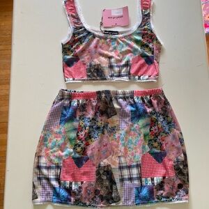 DollsKill New GirlOrder printed patchwork 2-piece set skirt & top